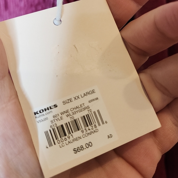 NWT Lauren Conrad Velvet Smocked Bodice Midi Dress Wine Pink Red XXL - Picture 13 of 13